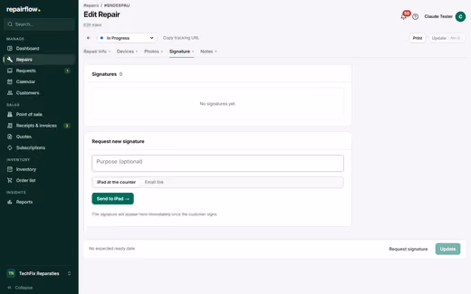 Signature on the cost estimate